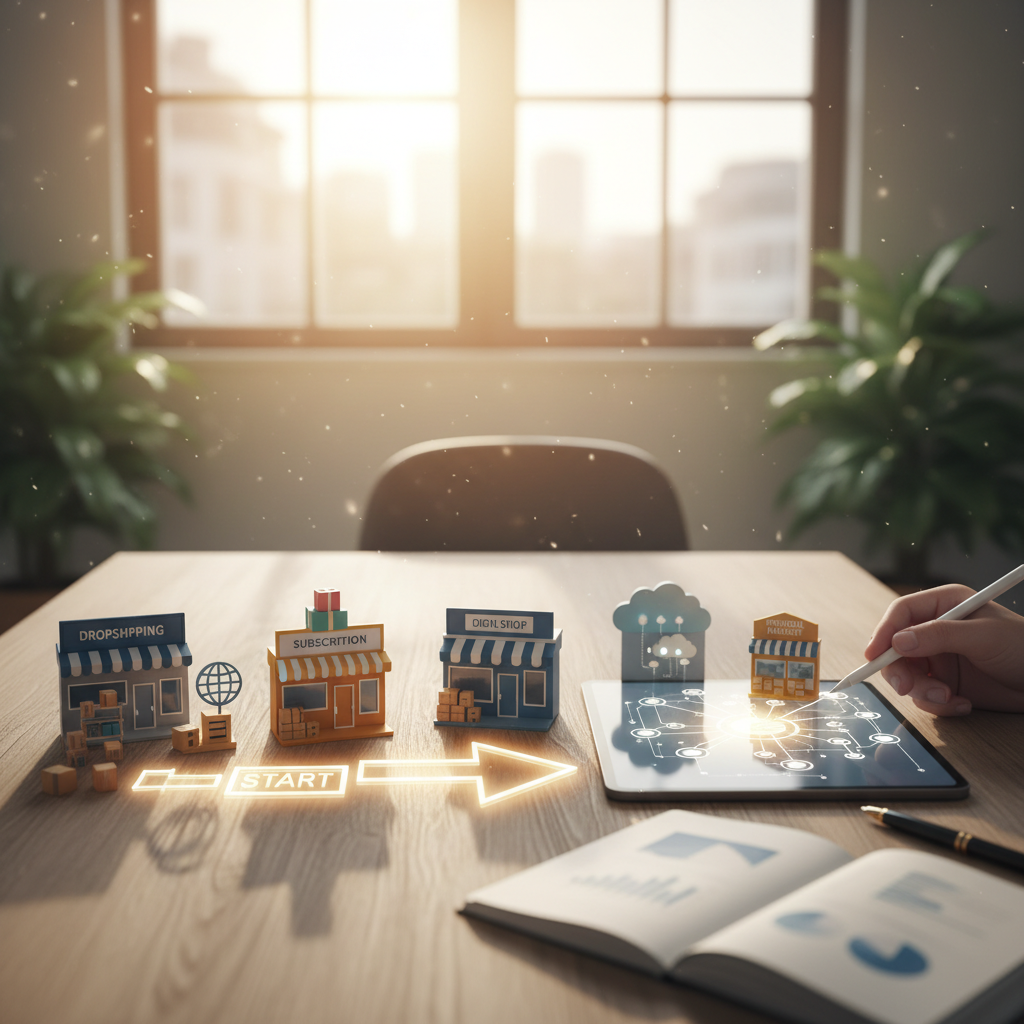 E-commerce models startup guide selection concept