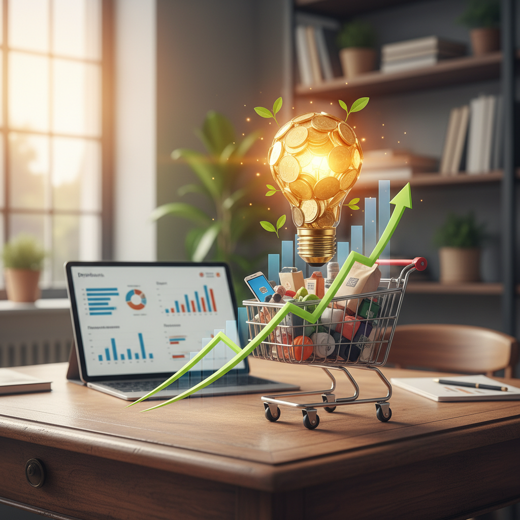 e-commerce profit lightbulb growth concept