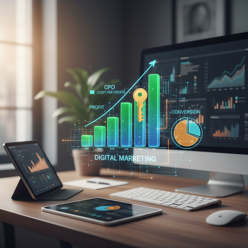 Digital marketing CPO profit chart key illustration