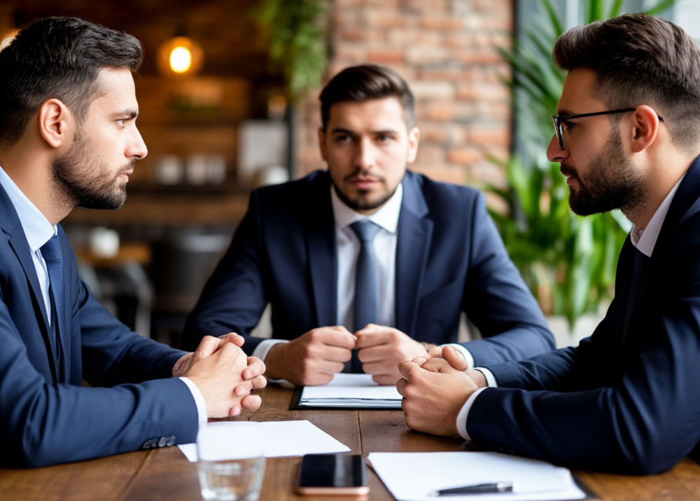 предприниматель анализирует финансовые отчеты за столом