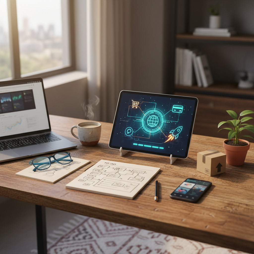 E-commerce startup guide digital illustration