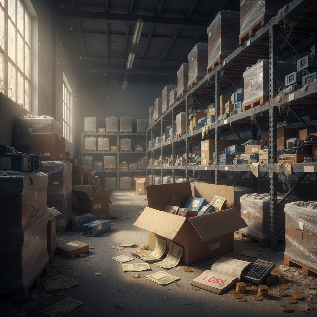 Dusty warehouse inventory financial loss