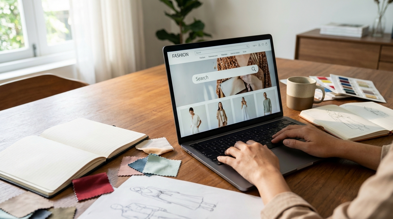 e-commerce fashion supplier search illustration